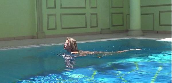  Mary Kalisy Russian Pornstar swims naked in the pool